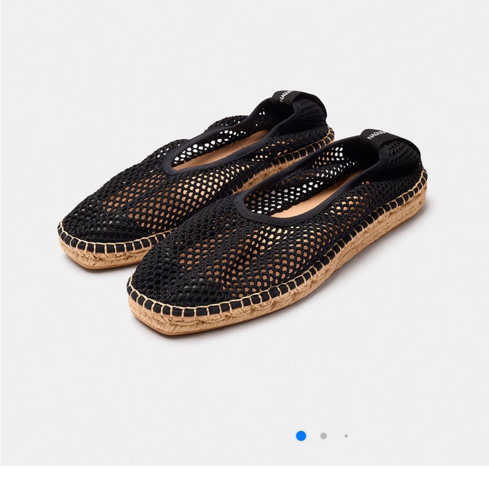 Naguisa Black Mesh Espadrille Flats — Allium Woven